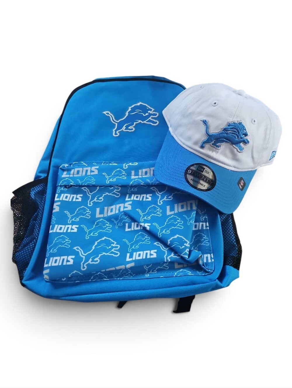 NFL Detroit Lions Kids Backpack and Cap Set in Light Blue and White